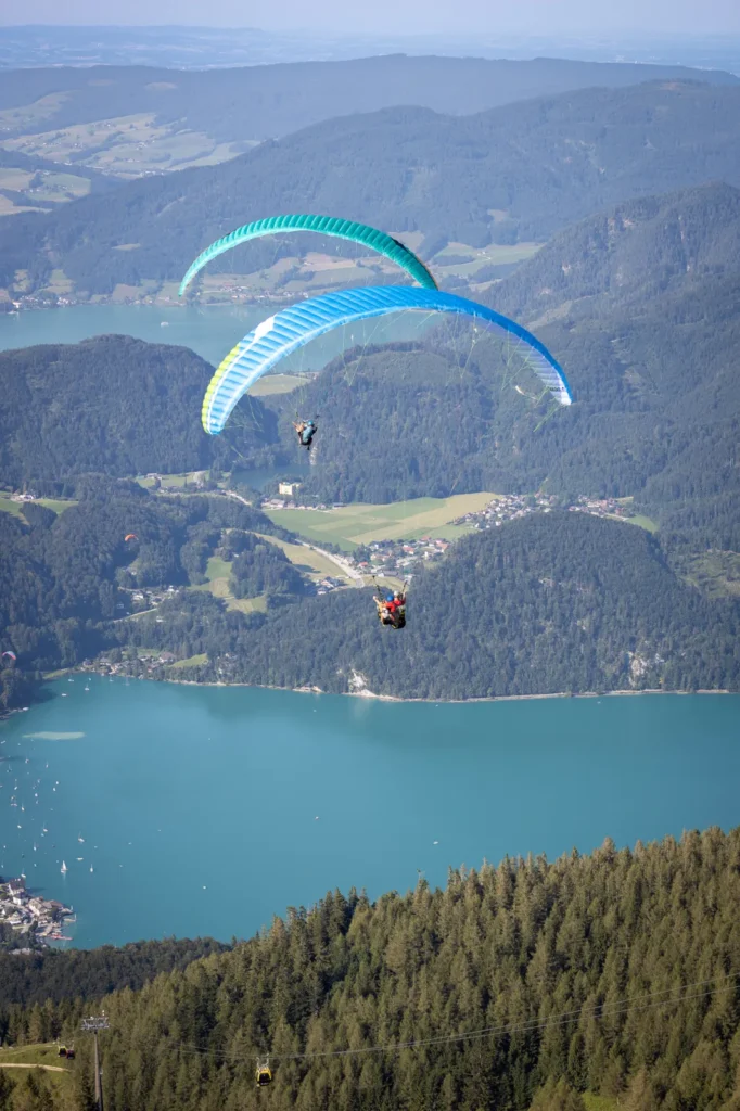 Zwei Tandemflüge Richtung Wolfgangsee – Paragleiten im Salzkammergut bei St. Gilgen